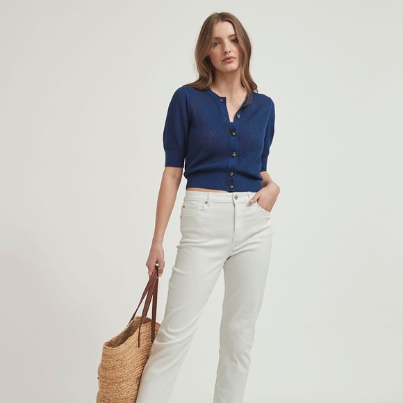 RW&CO Elbow Sleeve Blue Cotton Cardigan Size XL - EUC! - Picture 2 of 7